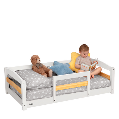 Crib-Size Wooden Floor Bed with Safety Rails