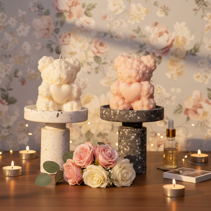 Rose Bear Candle | Handcrafted Romantic Gift