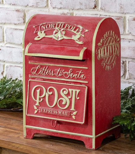 14" Red Tin Holiday Mailbox