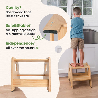 2-Step Wooden Toddler Stool