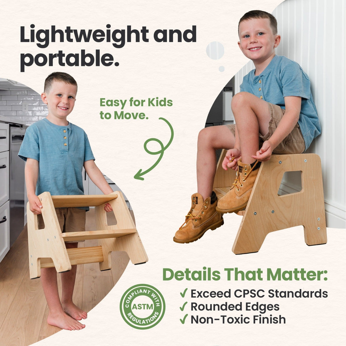 2-Step Wooden Toddler Stool