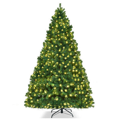 Costway 8Ft Pre-Lit Hinged PVC Christmas Tree 430 LED Lights Green