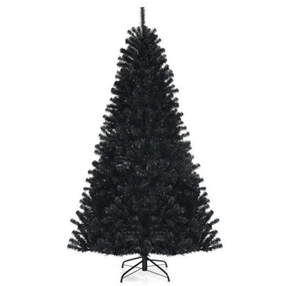 Costway Black Artificial Christmas Halloween Tree with Purple LED Lights-7 ft