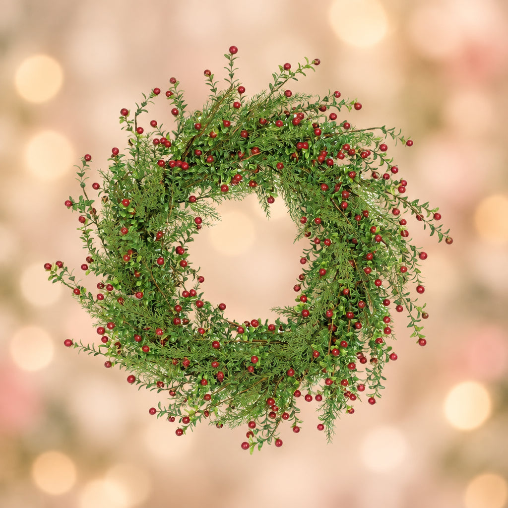 24" Boxwood Berry Wreath