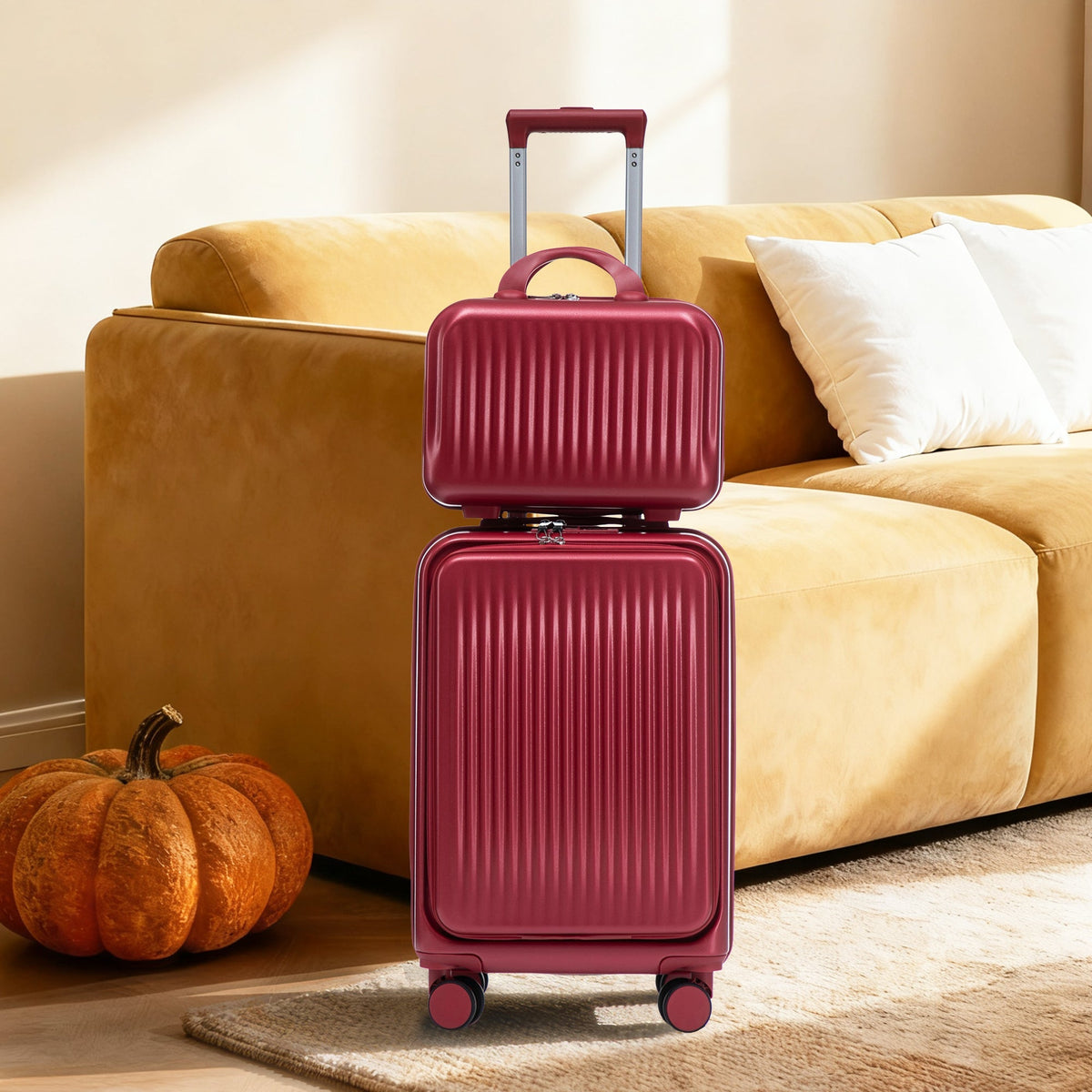 14"/20" 2-Piece ABS Spinner Luggage Set with Lock