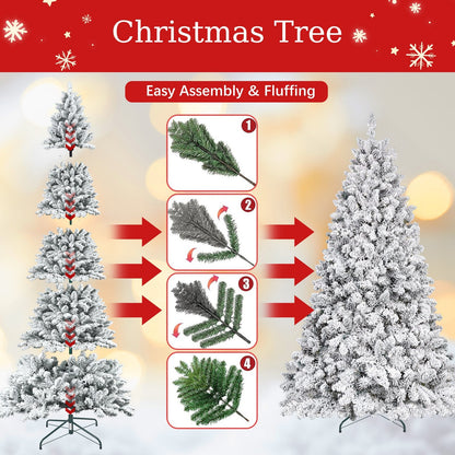 4-Foot Flocked Christmas Tree with Pine Cones