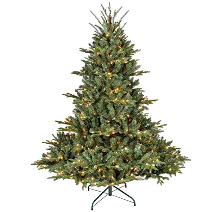 5-Foot Full-Bodied Pre-Lit Evergreen Christmas Tree with 350 Warm White Lights - Green