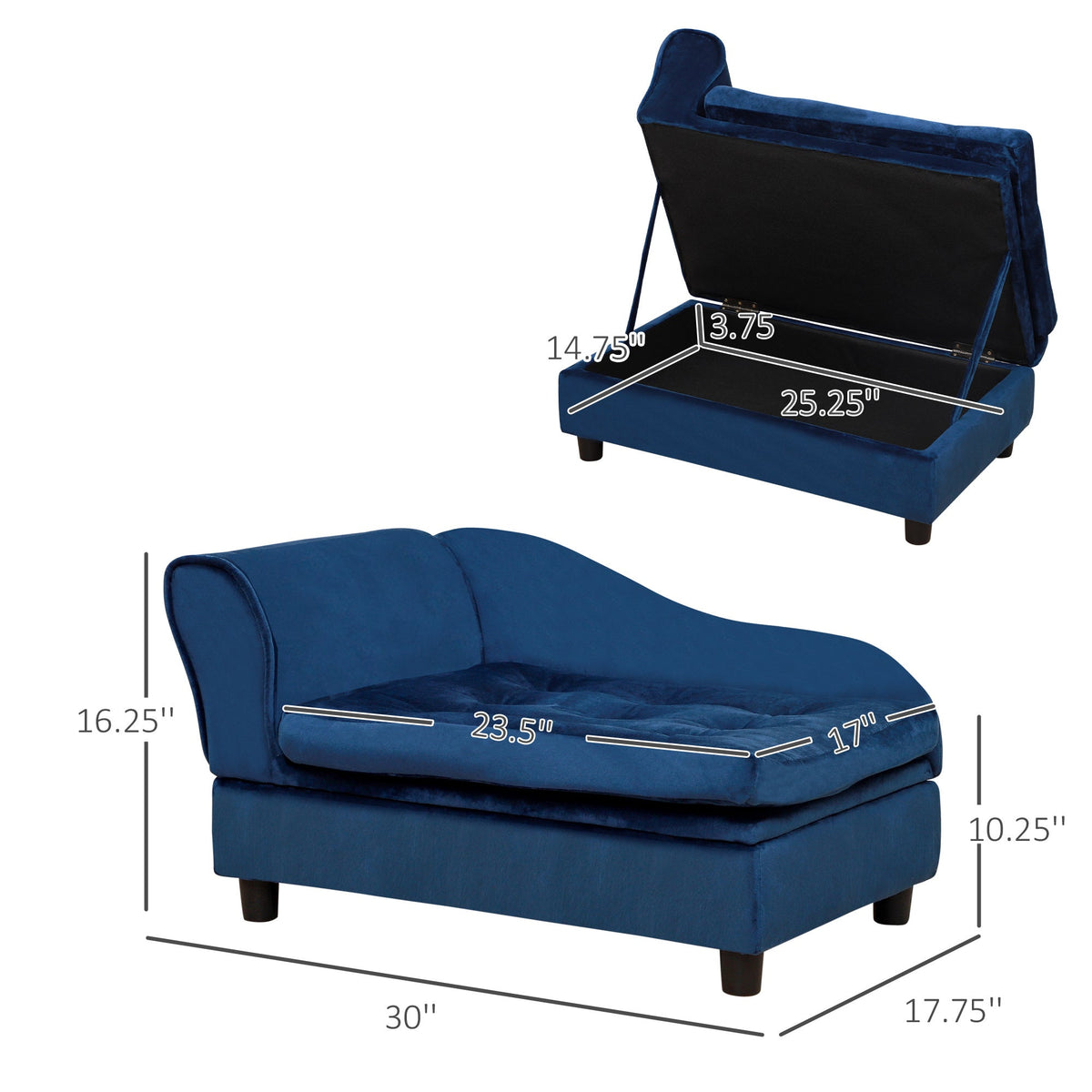 Luxury Dog Bed with Hidden Storage - Small Dogs