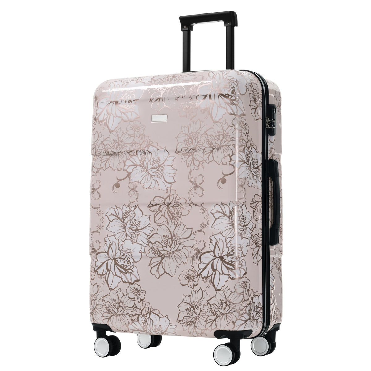 PC+ABS Hardside Luggage Set with Digital Lock - Pink Flower Print