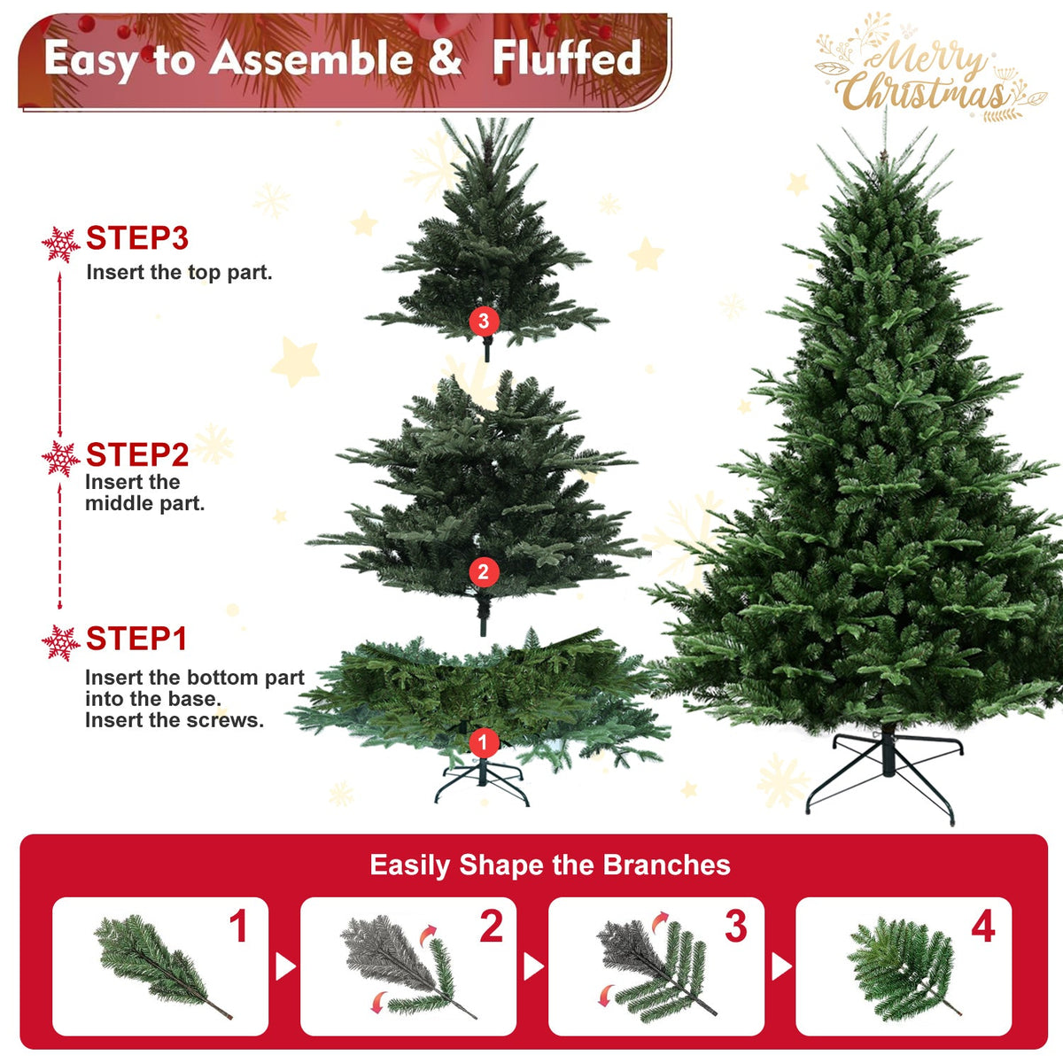 Full-Shaped 6 Ft Christmas Tree with 1673 PE/PVC Tips - Green
