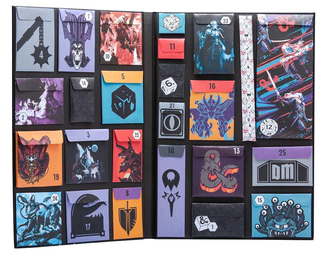 Dungeons & Dragons: The Official Countdown Gift Calendar: 25 Days of Mini Books, Mementos, and More! — opened product