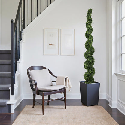 7-Foot Artificial Spiral Boxwood Topiary