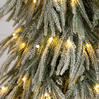 4' Artificial Pre-Lit Flocked Down Swept Christmas Tree with 110 Warm White LED Lights