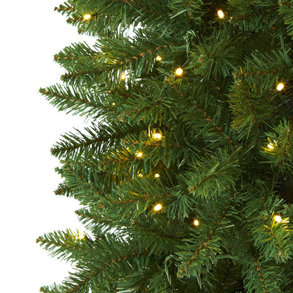 6.5’ Slim Green Mountain Pine Artificial Christmas Tree with 300 Clear LED Lights