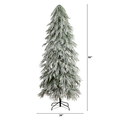 7' Flocked Down Swept Artificial Christmas Tree with 300 LED Lights