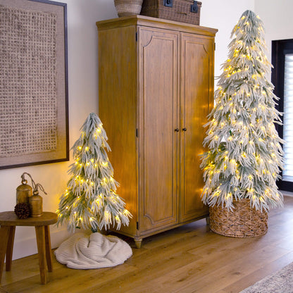 7' Flocked Down Swept Artificial Christmas Tree with 300 LED Lights