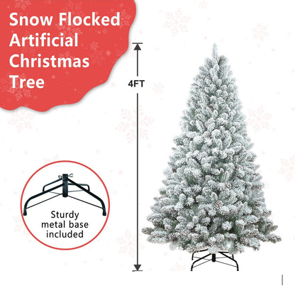 4-Foot Flocked Christmas Tree with Pine Cones
