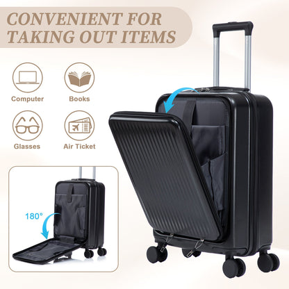 14" & 20" ABS Spinner Luggage Set with Cosmetic Case