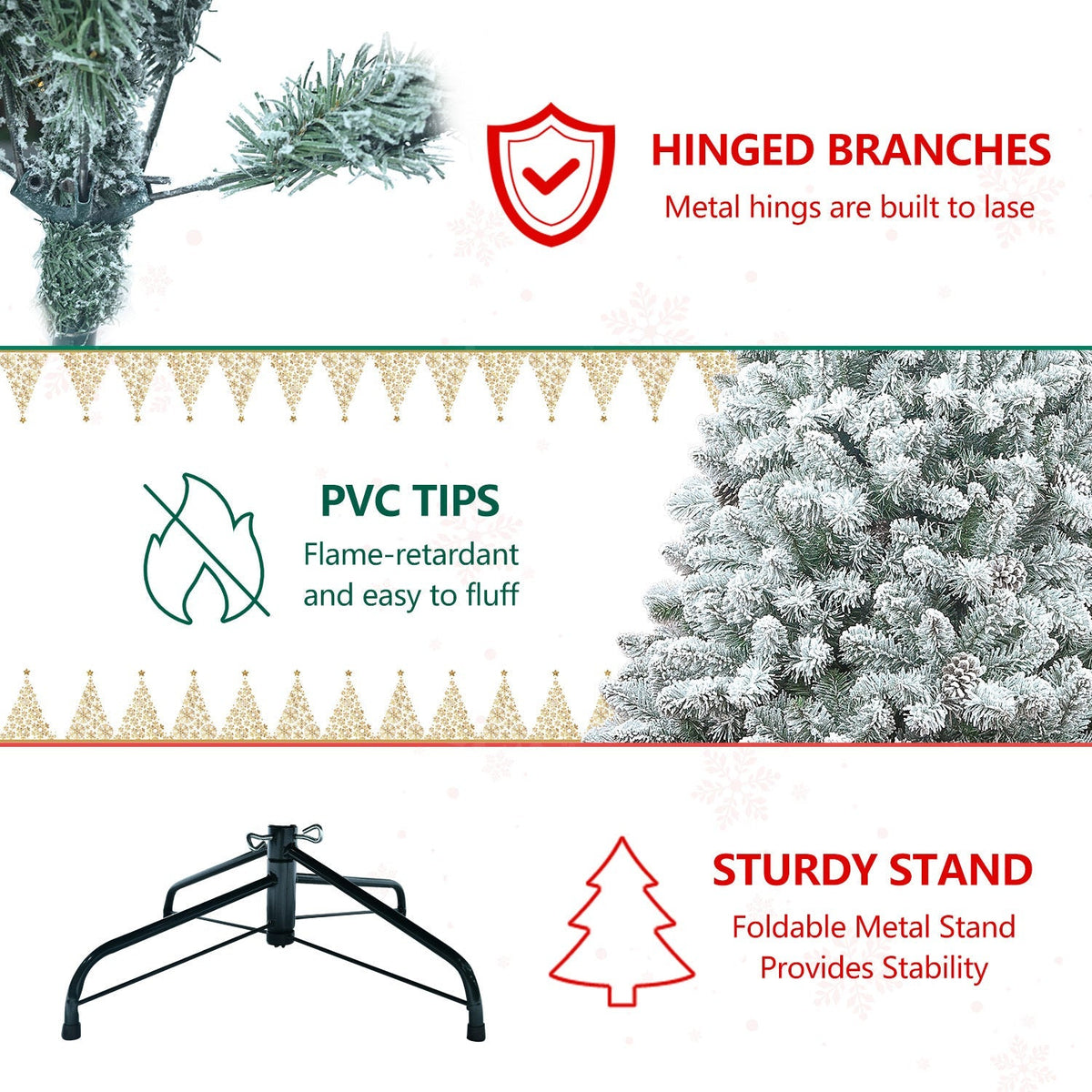 4-Foot Flocked Christmas Tree with Pine Cones