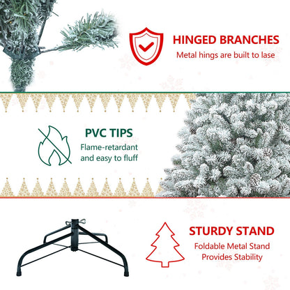 4-Foot Flocked Christmas Tree with Pine Cones