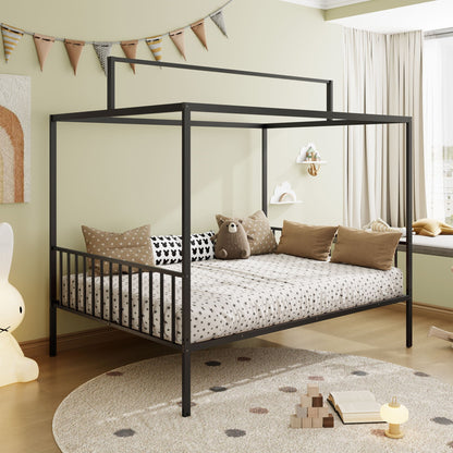 3-in-1 Montessori Floor Bed with Fenced Support