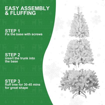 7ft White Christmas Tree with Memory Wire and 1064 Tips - White