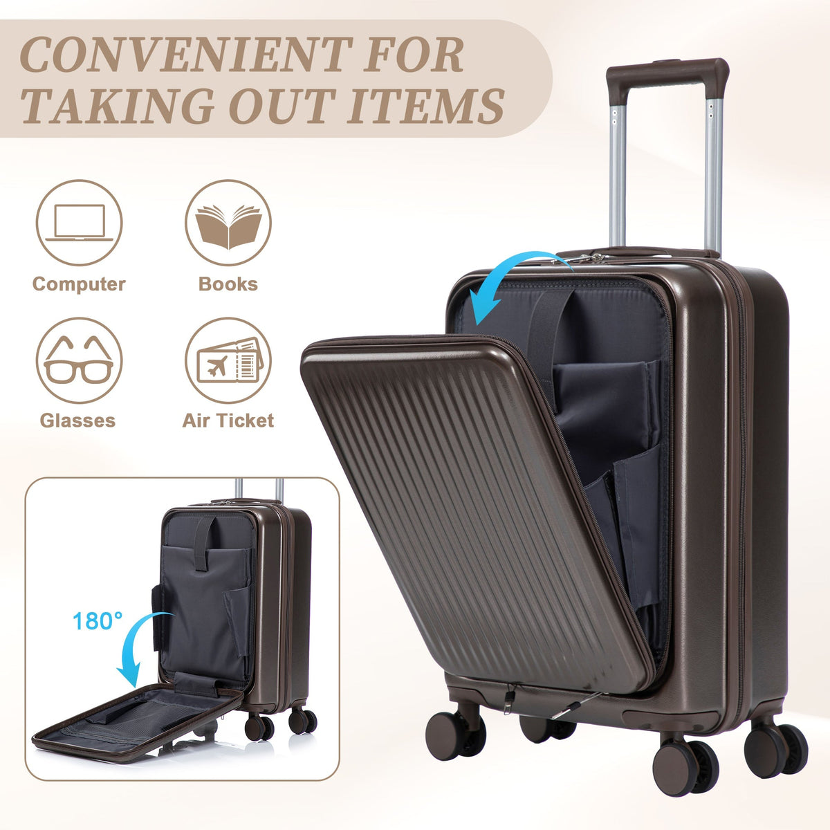 2-Piece Spinner Luggage Set with Cosmetic Case
