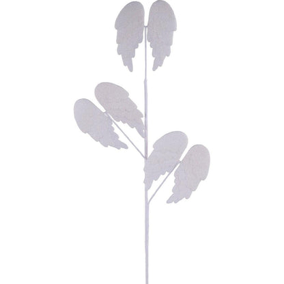 23" Felt Glitter Angel Wing Spray: White