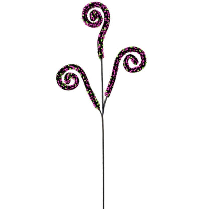 28" Sequin Spiral Curly Spray: Pink & Green