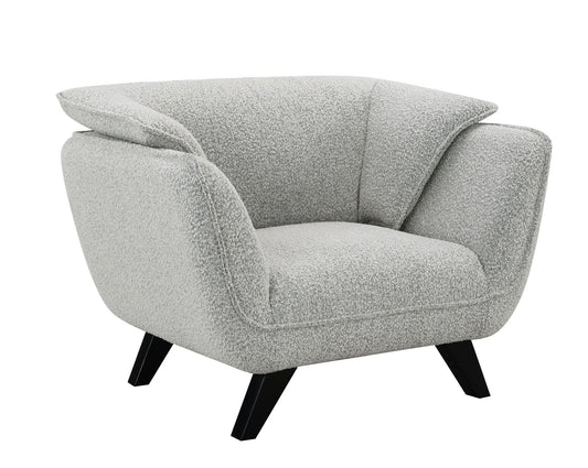 Boucle Arm Chair with Wooden Frame - Nayeli Boucle Chair, Dark Brown or Gray
