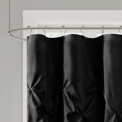 Tufted Semi-Sheer Shower Curtain with Tufted Texture - Soft Black