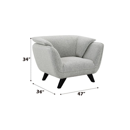Boucle Arm Chair with Wooden Frame - Nayeli Boucle Chair, Dark Brown or Gray