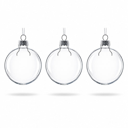 Set of 3 Clear Glass Ball Ornament 2.5