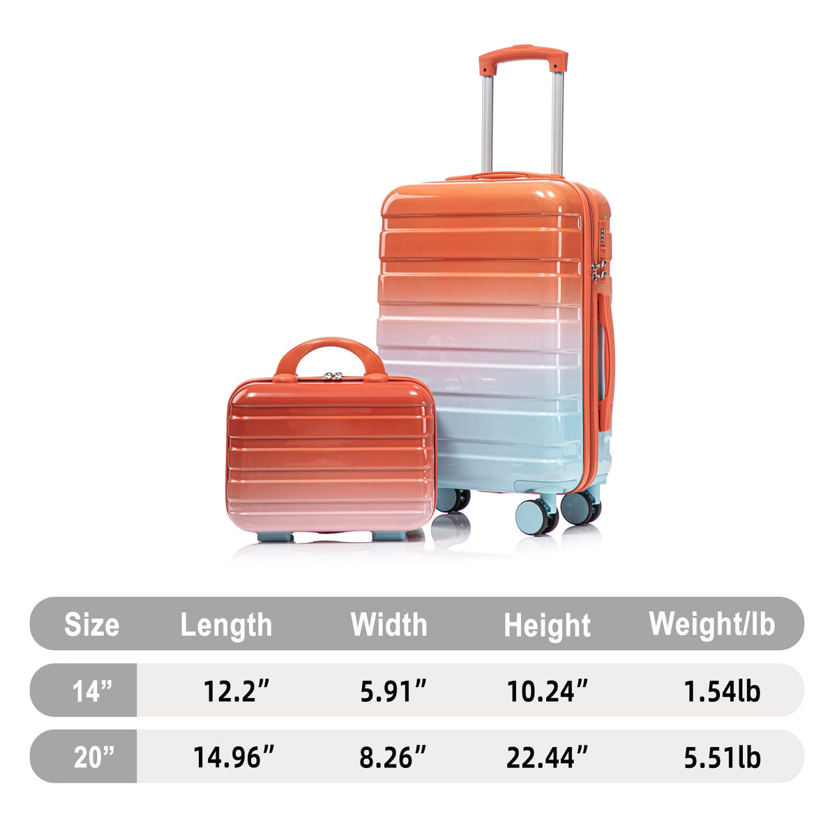 2-Piece Gradient Spinner Luggage Set with Lock