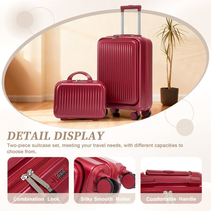 14"/20" 2-Piece ABS Spinner Luggage Set with Lock