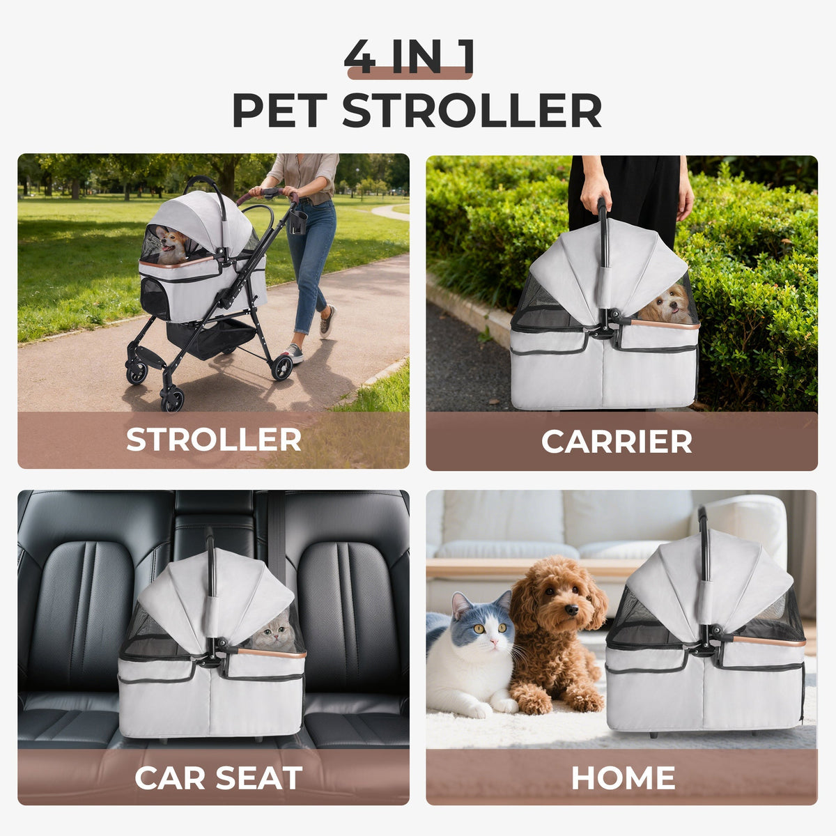 Foldable Pet Stroller for Dogs & Cats