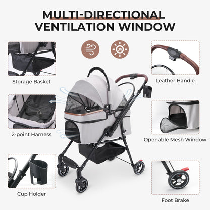 Foldable Pet Stroller for Dogs & Cats