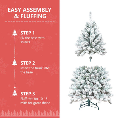 4-Foot Flocked Christmas Tree with Pine Cones