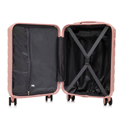 ABS 2-Piece Luggage Set with Spinner Wheels and Combination Lock - Pink
