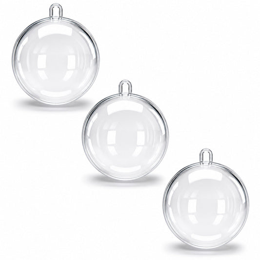 3.15-Inch Clear Plastic Fillable Christmas Ball Ornaments for DIY Projects: Set of 3