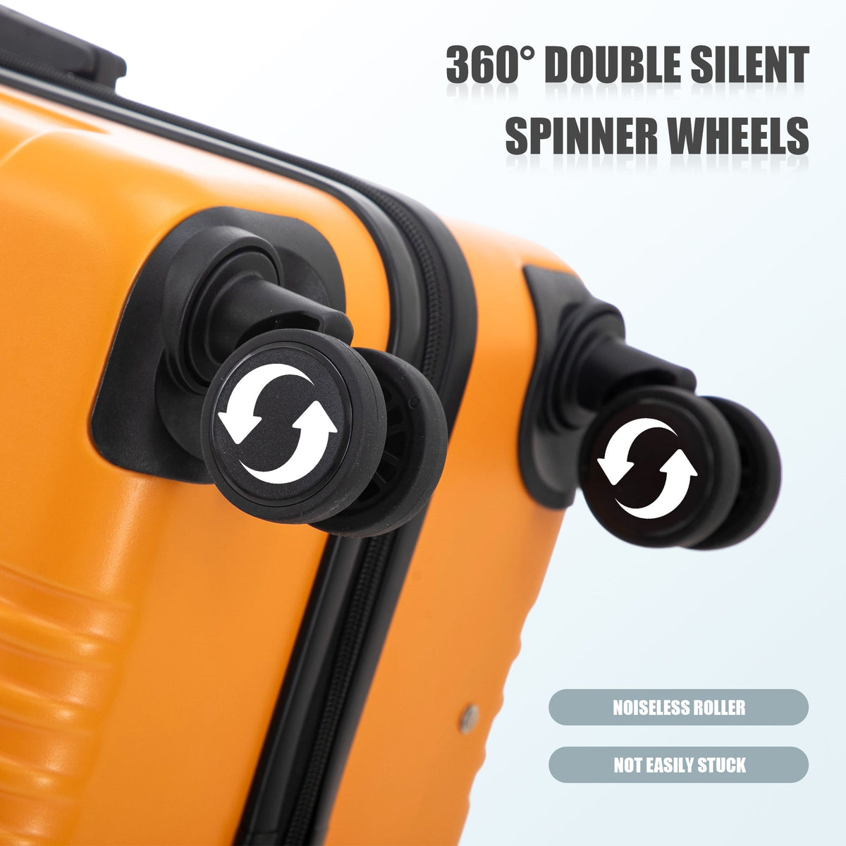 3-Piece ABS Spinner Wheel Luggage Set with TSA Lock - Black and Orange