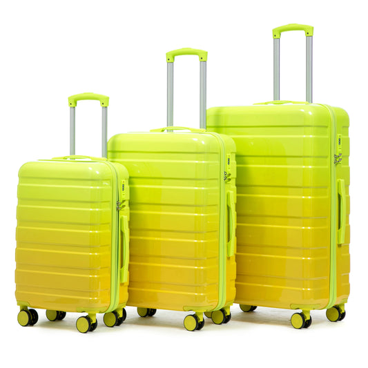 20"/24"/28" 3-Piece Spinner Luggage Set – Yellow & Green