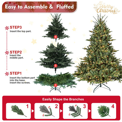 5-Foot Full-Bodied Pre-Lit Evergreen Christmas Tree with 350 Warm White Lights - Green