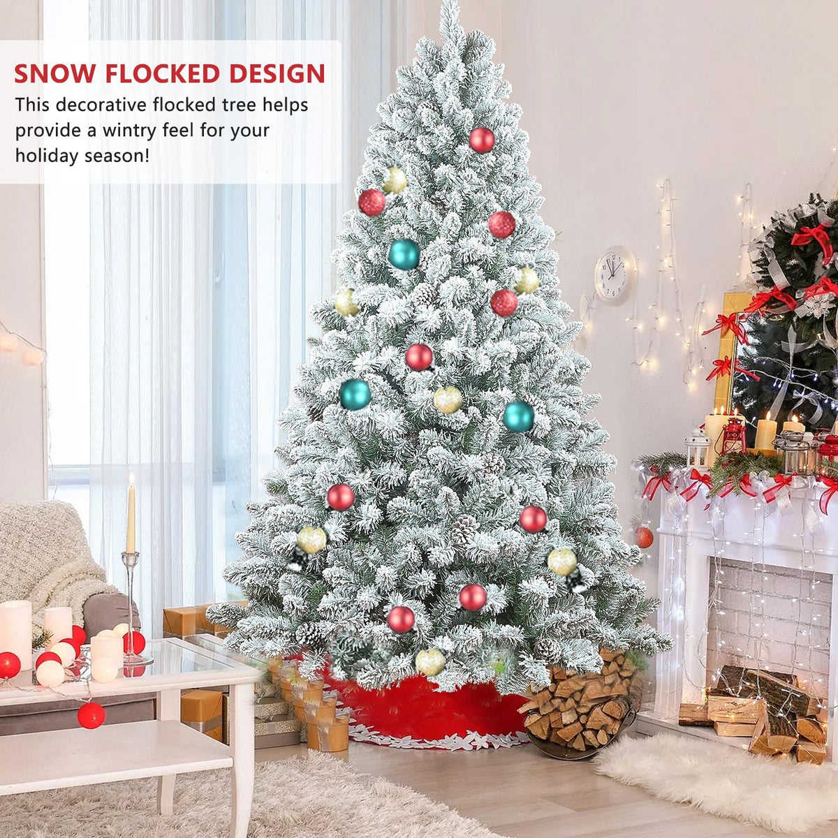 4-Foot Flocked Christmas Tree with Pine Cones