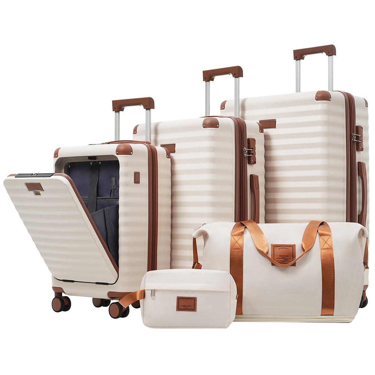 Deluxe 5-Piece Hard-Side Luggage Set with USB and TSA Locks - Multiple Colors