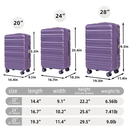 HIFINE Tourist 3-Piece ABS Spinner Wheel Luggage Set