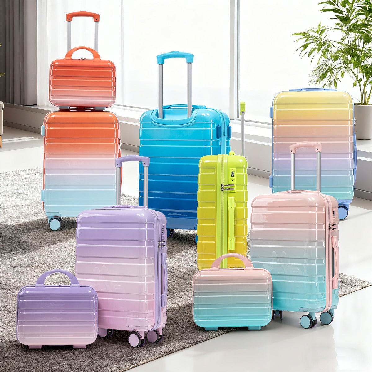 2-Piece Gradient Spinner Luggage Set with Lock