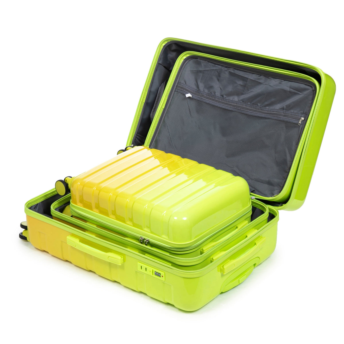 20"/24"/28" 3-Piece Spinner Luggage Set – Yellow & Green