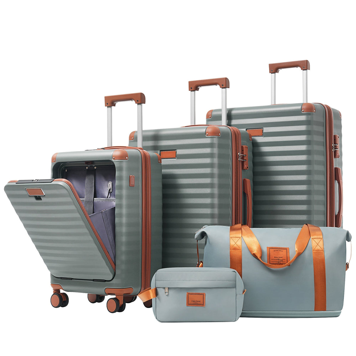 Deluxe 5-Piece Hard-Side Luggage Set with USB and TSA Locks - Multiple Colors