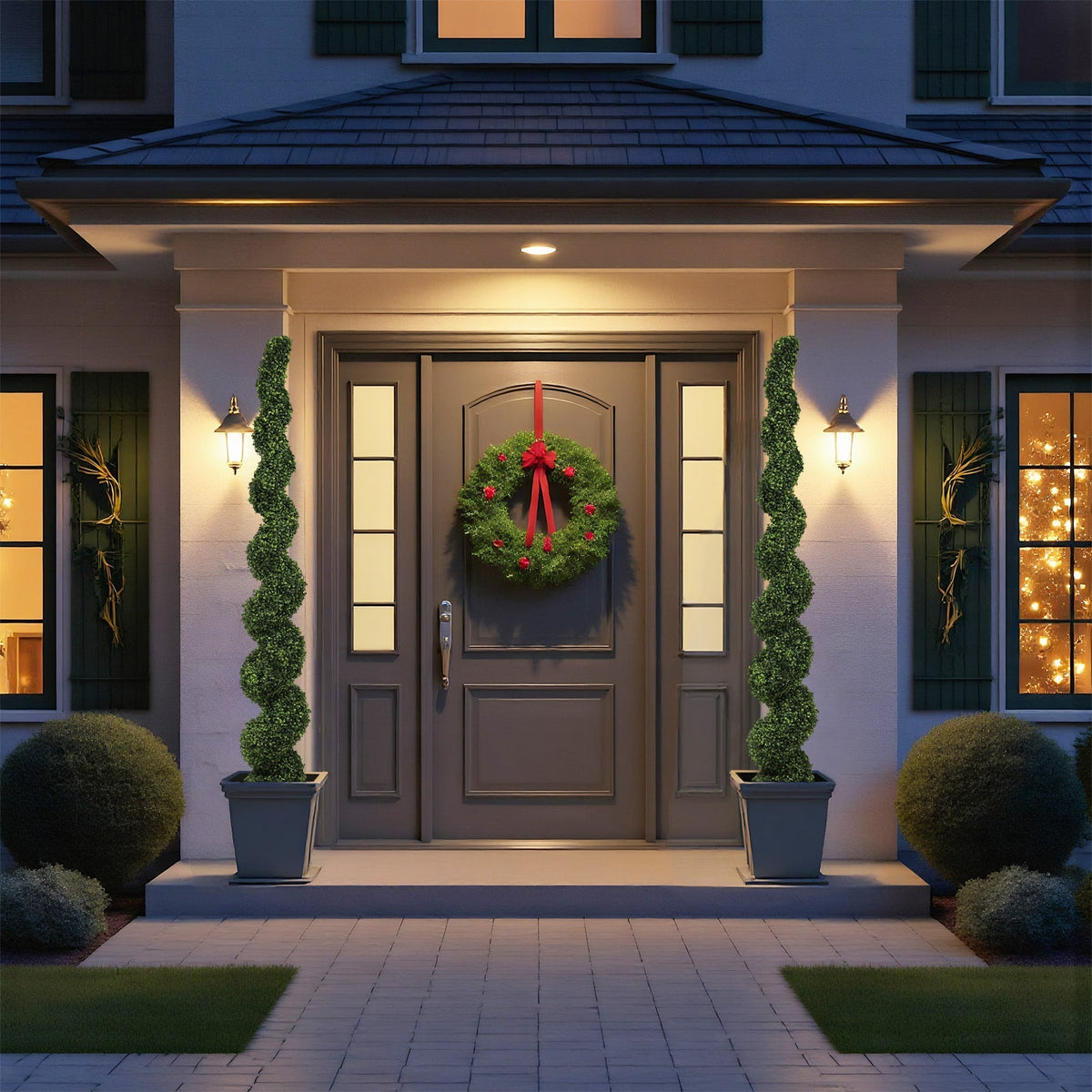 7-Foot Artificial Spiral Boxwood Topiary